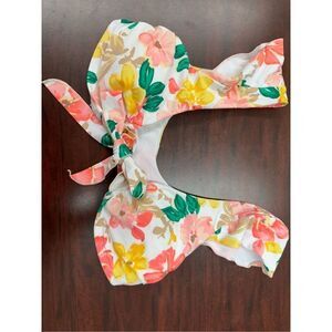 Time & Tru Floral Tie Front Bikini Top with Ruffle Sleeves Size Small